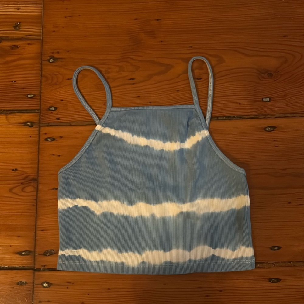 Blue spaghetti strap crop top